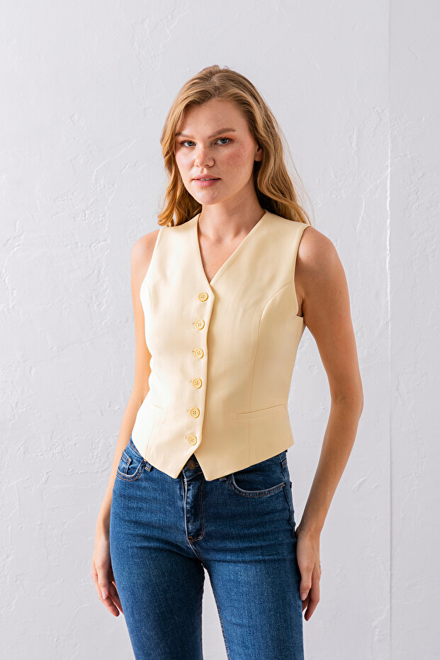 Sarı Kadın Yelek - 1