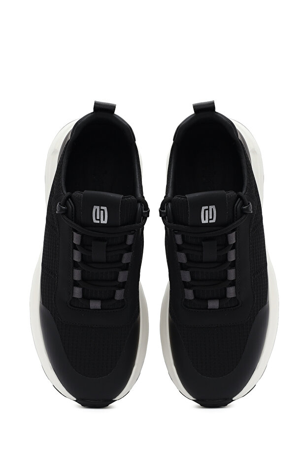 Erkek Siyah Bağcıklı Kalın Tabanlı Deri Sneaker 25SFD69536F - 7
