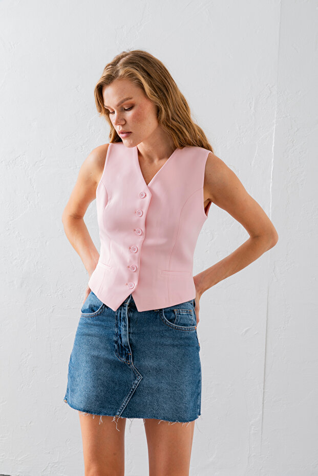 Pembe Kadın Yelek - 2