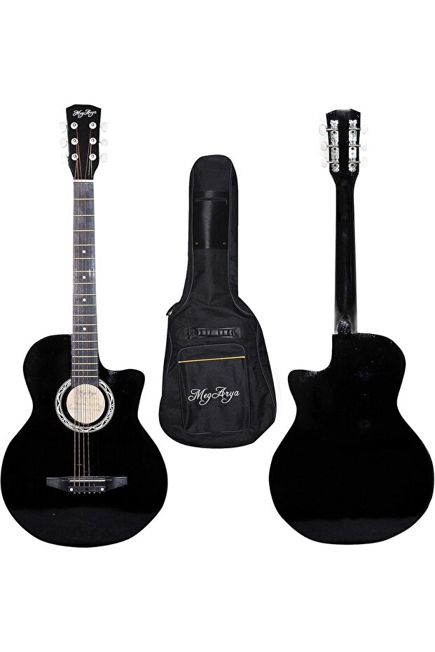 G38in Black Acoustic Beginner Guitar with 5mm Foam Bag, Strap & Picks Deal