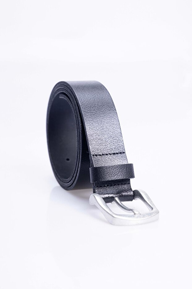Men's 100% Genuine Leather 3.5 cm Classic Black Belt