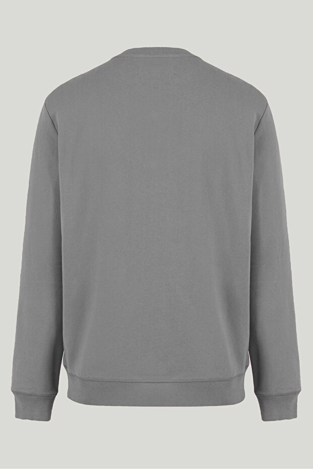 Gri Renk Basic Bisiklet Yaka Relaxed Regular Erkek Sweatshirt - 5