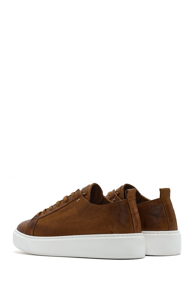 Erkek Taba Bağcıklı Kalın Tabanlı Deri Sneaker 25SFD688326 - 5