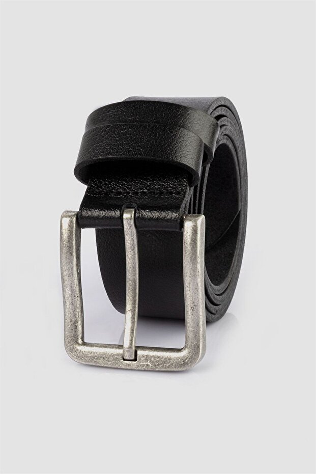 Men's 100% Genuine Leather 4 cm Sports Black Belt
