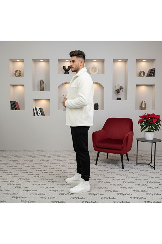 Buttoned Plush Jacket and Sweatpants Bottom Set (Sweater Not Included) - 2