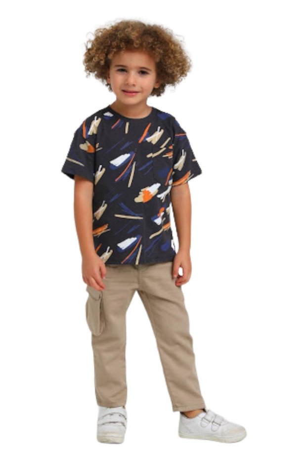 Mojo Baby Boy 1-5 Years Cargo Pocket Pack Stretch Fabric Pants 2304 Mink