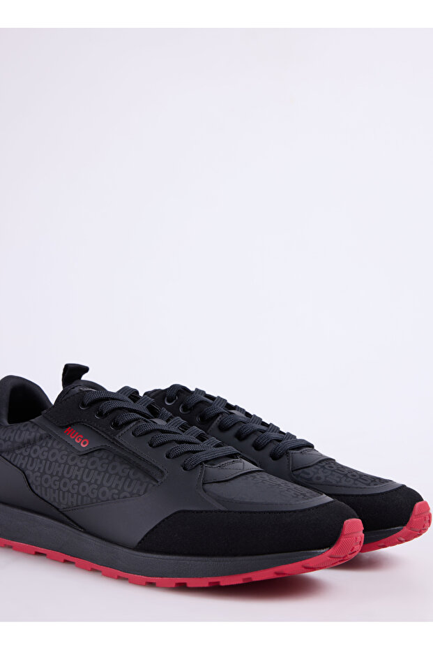 Erkek Rahat Yüksek Taban Monogram Marka Logolu Deri Siyah1 Sneaker 50536205-006 - 5