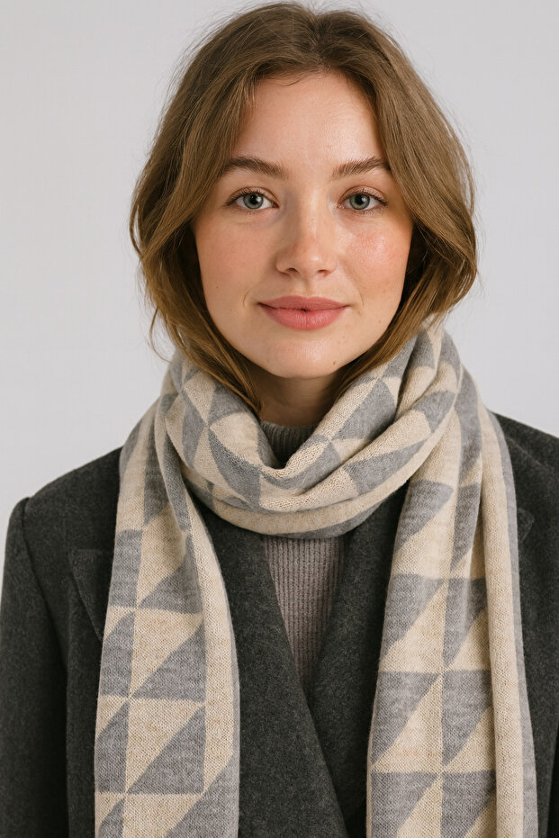 وشاح محبوك منسوج - نمط مثلث - 3