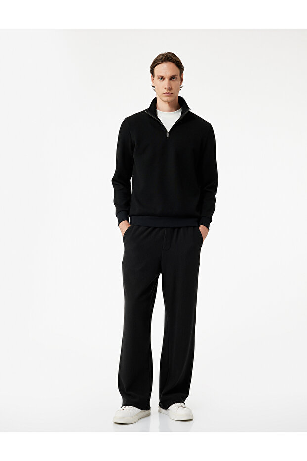 Cotton Pocket Detailed Ribbed Elastic Waist Sweatpants