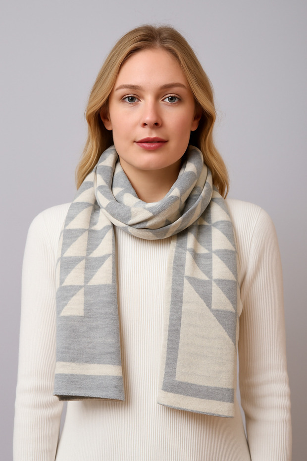 وشاح محبوك منسوج - نمط مثلث - 6