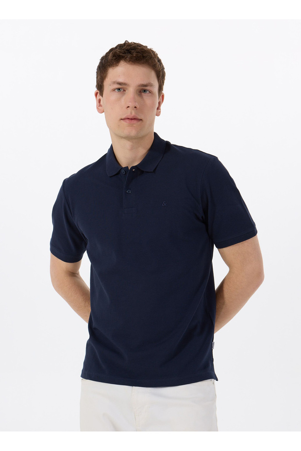 Navy Blue Men's Polo T-Shirt 12136516_Jjebasic Polo Ss Noos