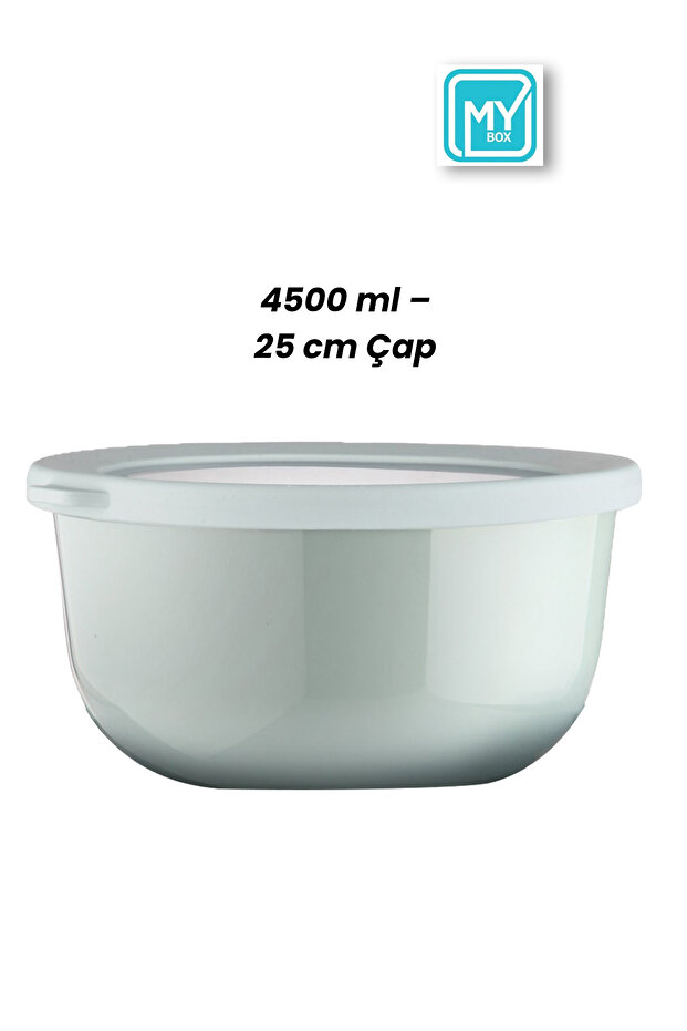 Ayza 4.5 Lt Dough Kneading Bowl - Round Basin with Lid - Multi-Purpose Mixing and Storage Container - 4