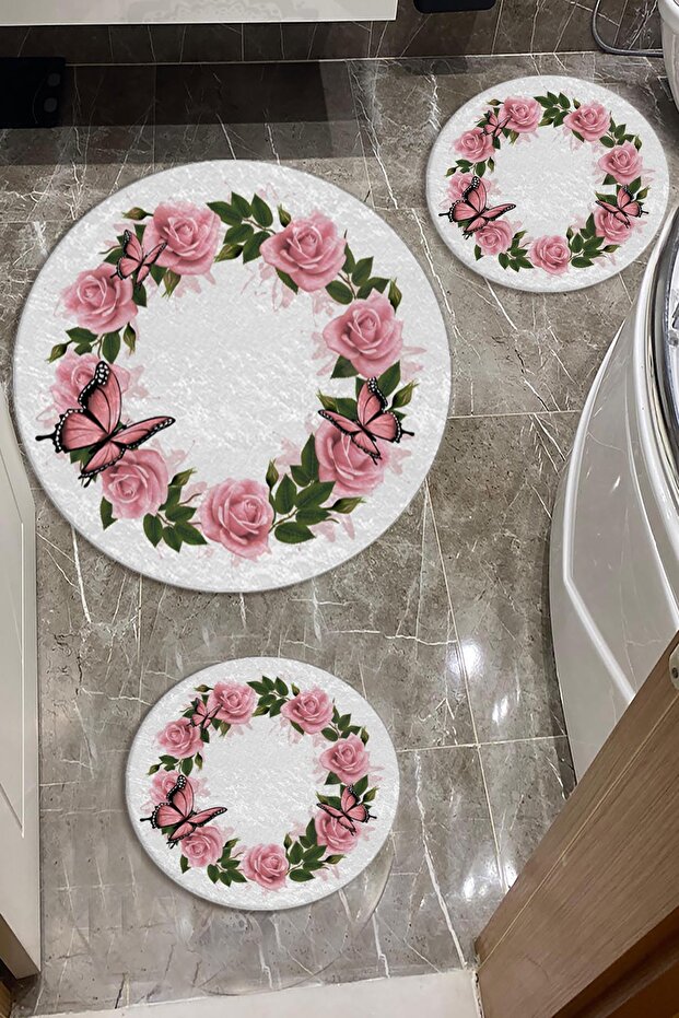 Banyo Paspas Seti Pink Model - 1