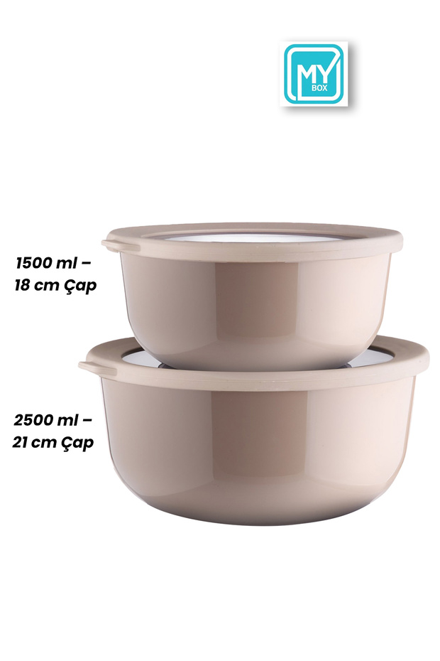 Ayza Set of 2 Round Storage Containers Microwave and Freezer Safe Multi-Purpose Kitchen Storage Container 1.5-2.5L - 5
