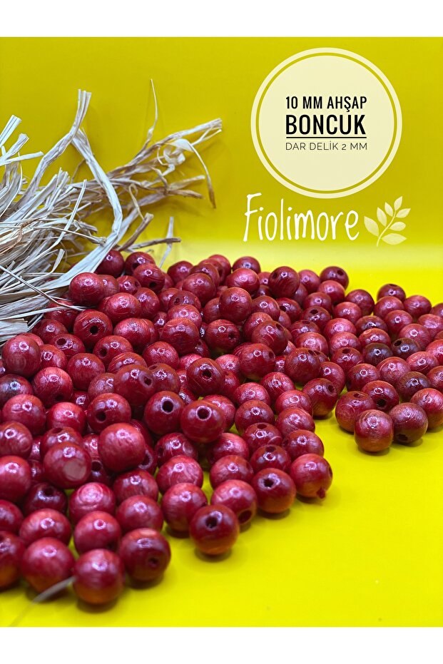 10 mm Red Wooden Beads (50 Grams 114 Pieces) Narrow Hole Diameter 2 mm Macrame Bag Bracelet Jewelry Colorful