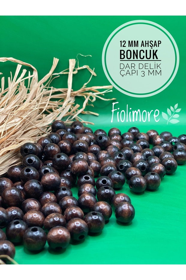 12 mm Brown Wooden Beads (50 Grams 74 Pieces) Narrow Hole Diameter 3 mm Macrame Bag Bracelet Jewelry
