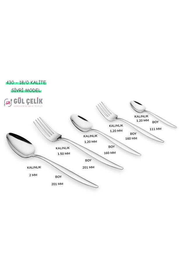 Fork Spoon Set 60 Pieces 12 Person Pointed Model 18/0 Quality - 2