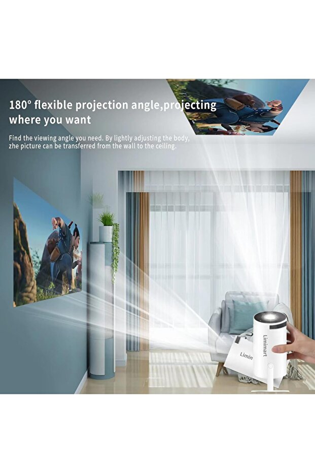 Portable 1080P Projector with Android 11, 5G WiFi, Bluetooth, 4K Support & 130" Display - 4