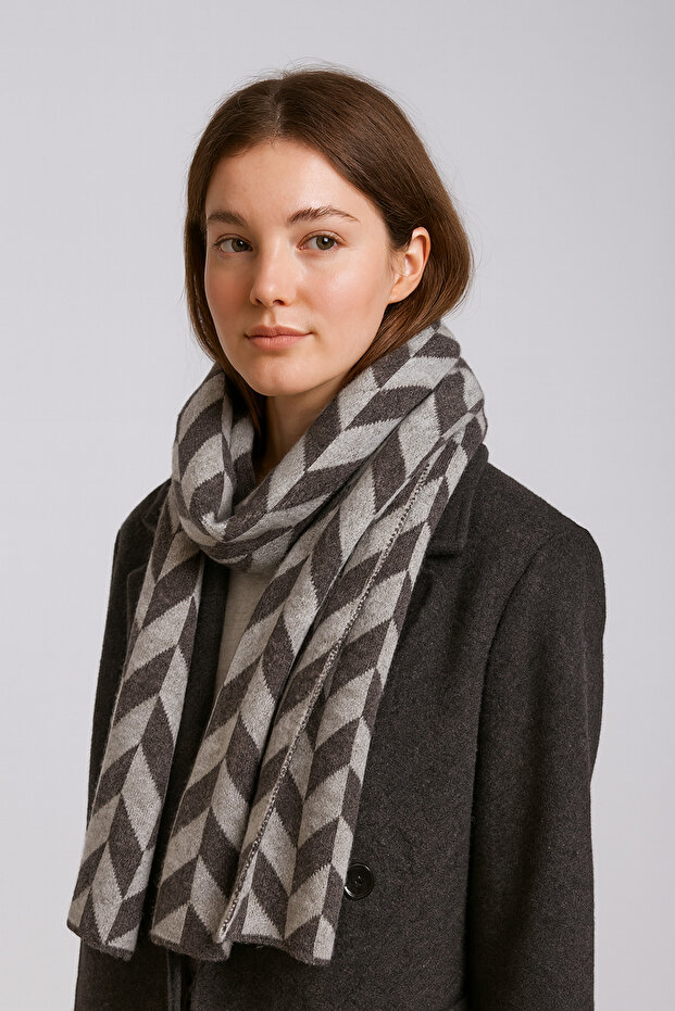 Eșarfă de tricotaje cu model - 2