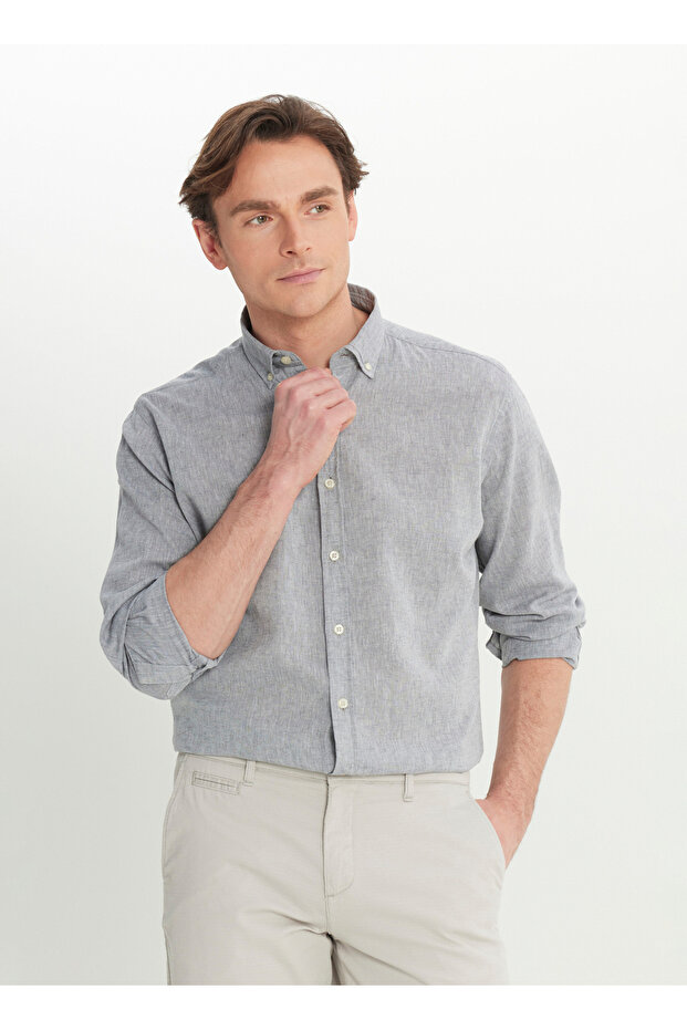 Altınyıldız Classics Comfort Fit Buttoned Collar Gray Men's Shirt Ace 020252163 _Gri