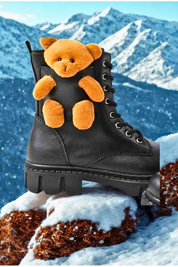 Napi ortopéd magas talpú mackós csizma Gyermek téli csizma Gyermek téli cipő Gyerekcsizma - 8