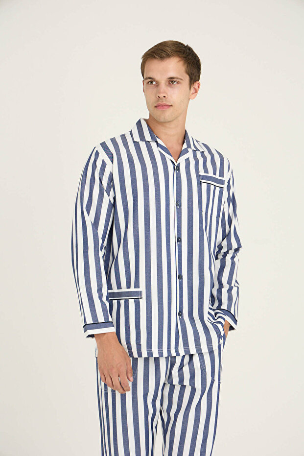 Σετ Πιτζάμες Gaffur με ρίγες Oversize - 1