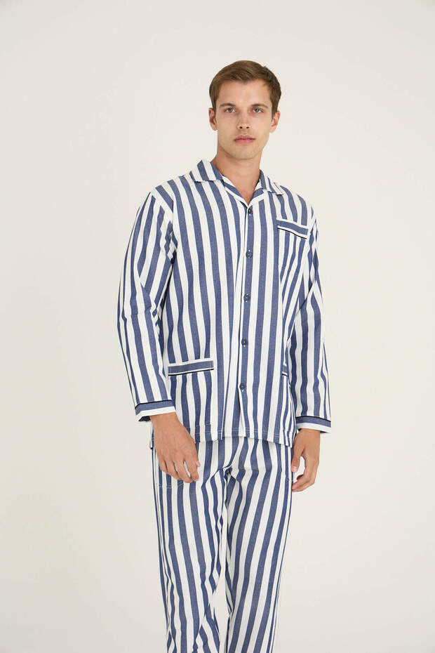 Σετ Πιτζάμες Gaffur με ρίγες Oversize - 7