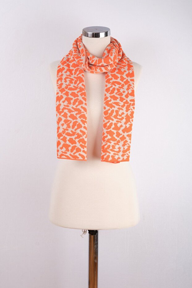 Leopar Desenli Triko Atkı - 2