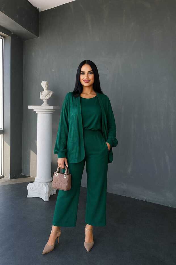 Women's Jacket, Bluze, Pants, Jacquard, 3-Piece Set