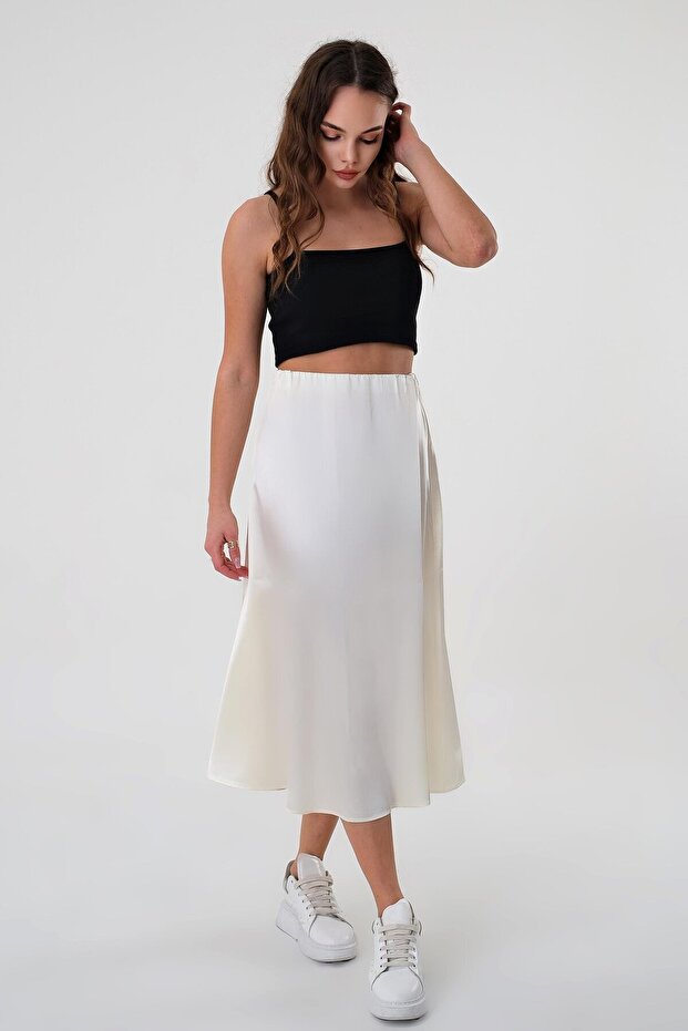 Fusta din satin bej - 2