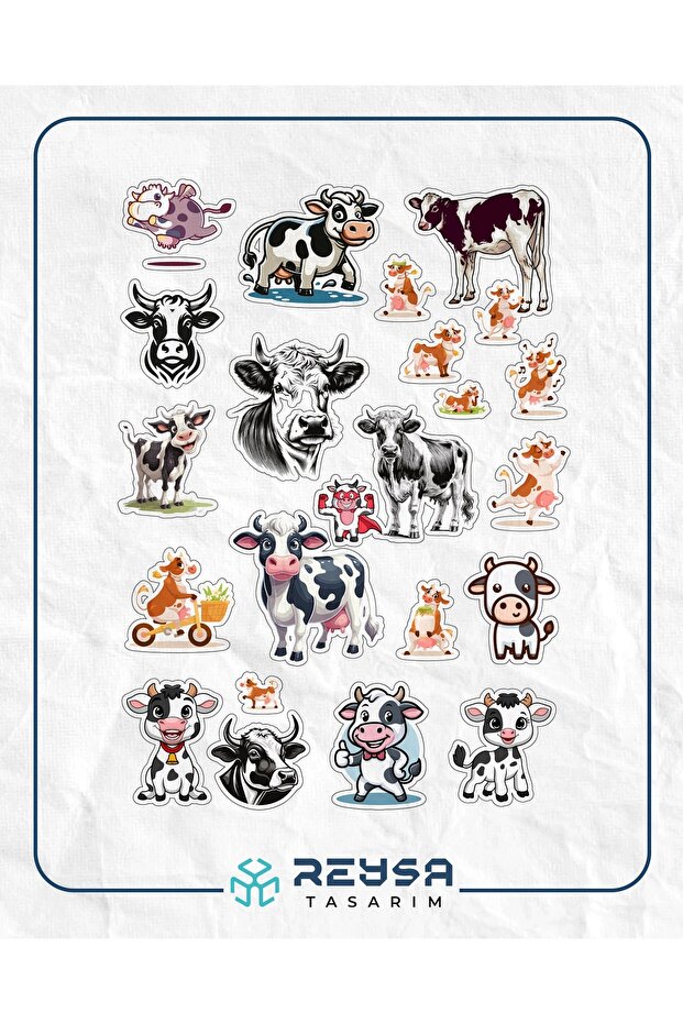 Sevimli İnek Sticker Set 2 - 1