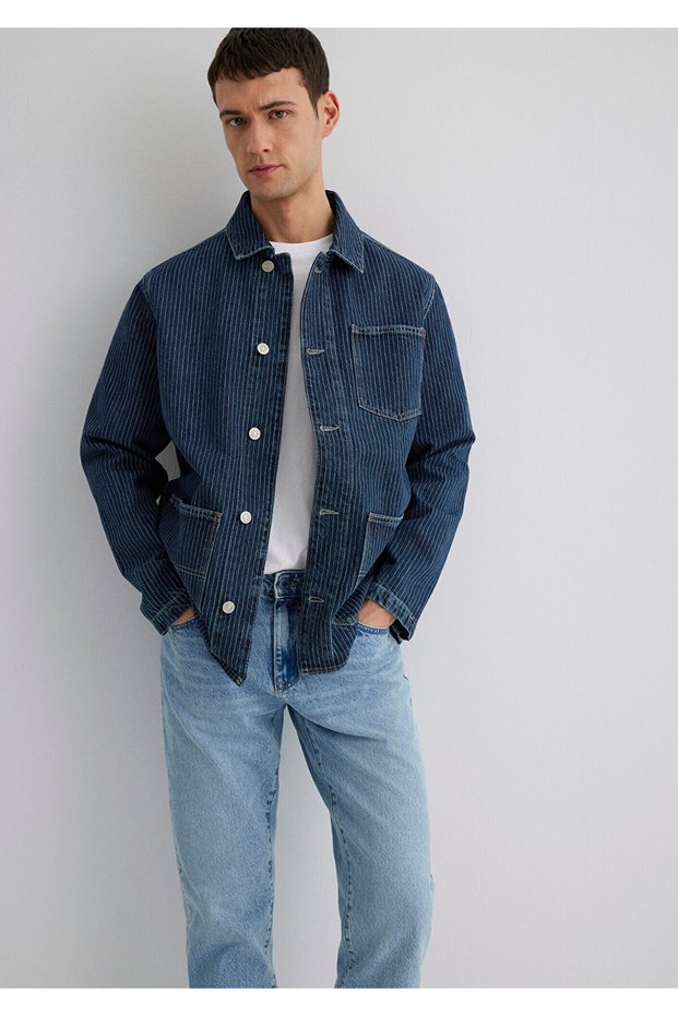 Victor Blue Premium Indigo Blue Striped Jean Jacket 0110383-89304
