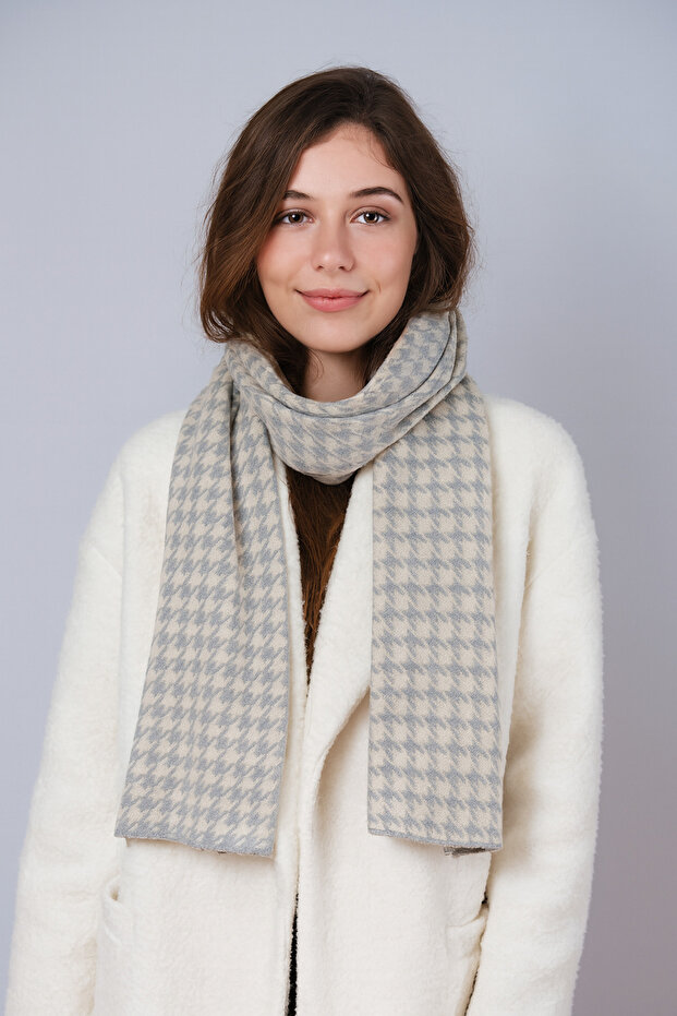 وشاح تريكو منقوش بنقشة Houndstooth - 1