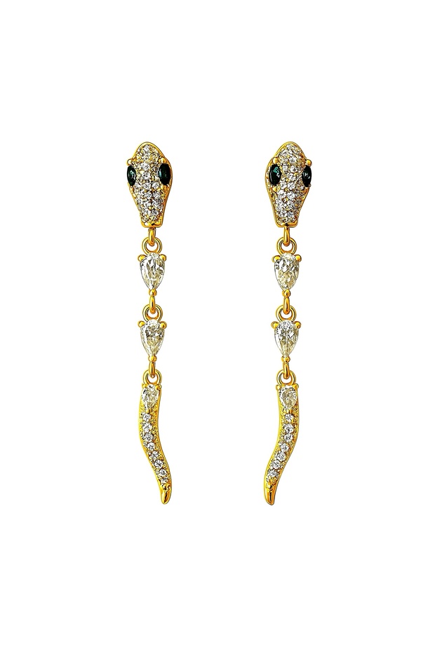 Green Stone Snake Earrings