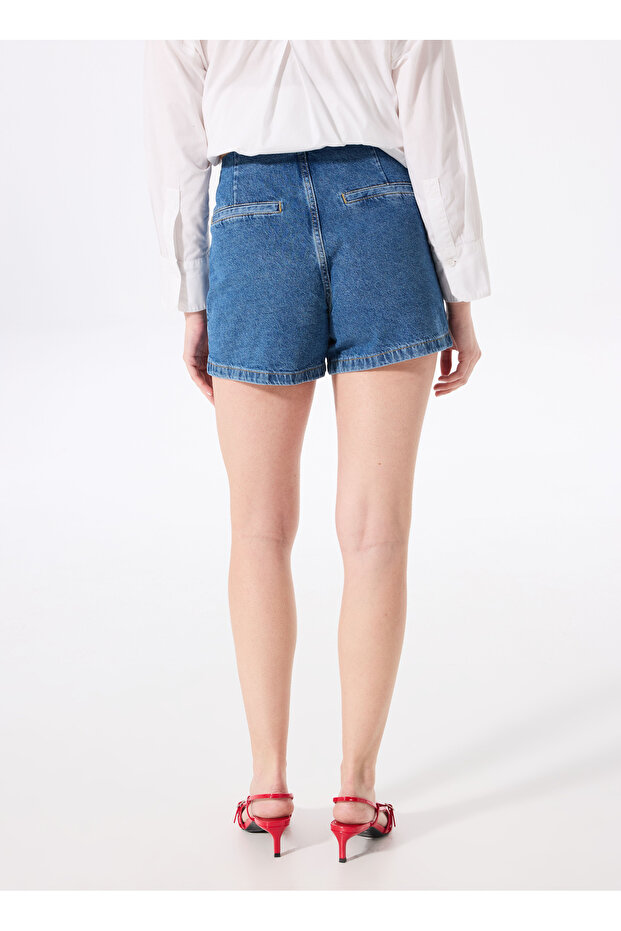 Normal Bel Basic İndigo Kadın Denim Şort F5SL-SHT0335 - 5