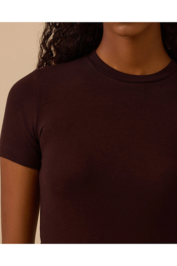 Yuvarlak Yaka Kısa Kollu Basic Tişört - 5