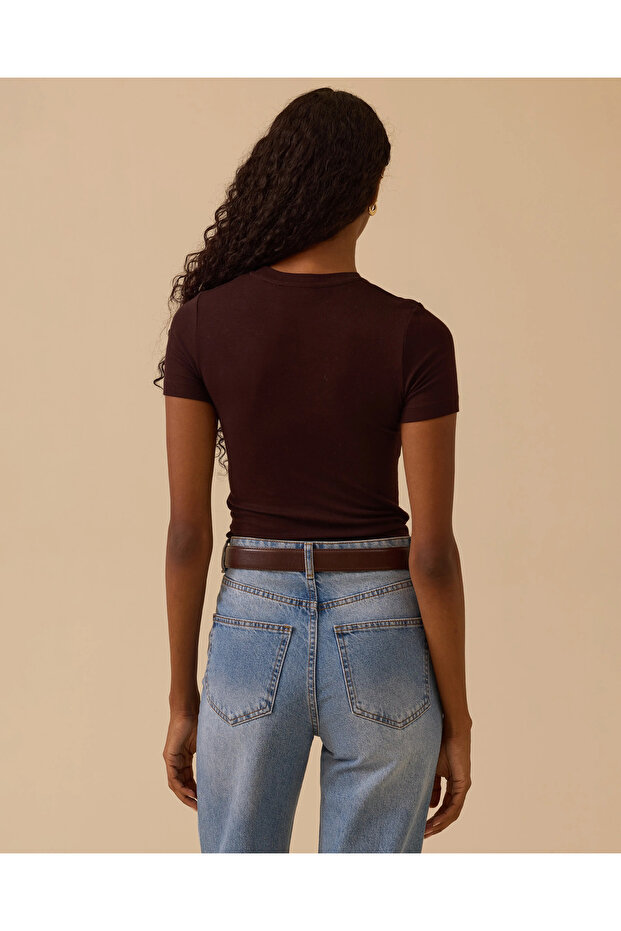 Yuvarlak Yaka Kısa Kollu Basic Tişört - 4