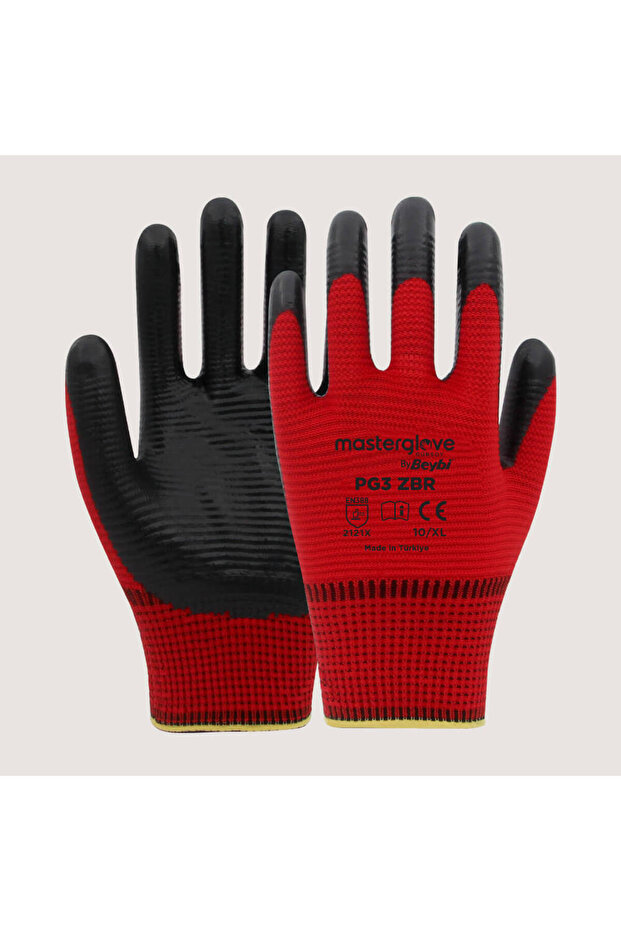Pn5 Zebra Polyester Örme Nitril Eldiven Numara 10 - 2