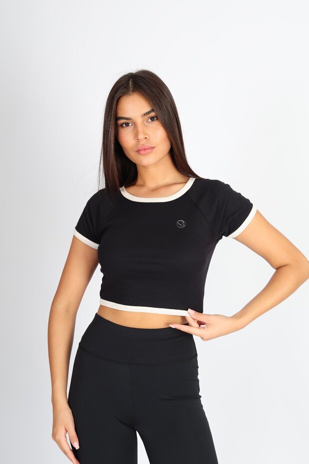Regular Fit Crop Basic Kadın T-Shirt - 1