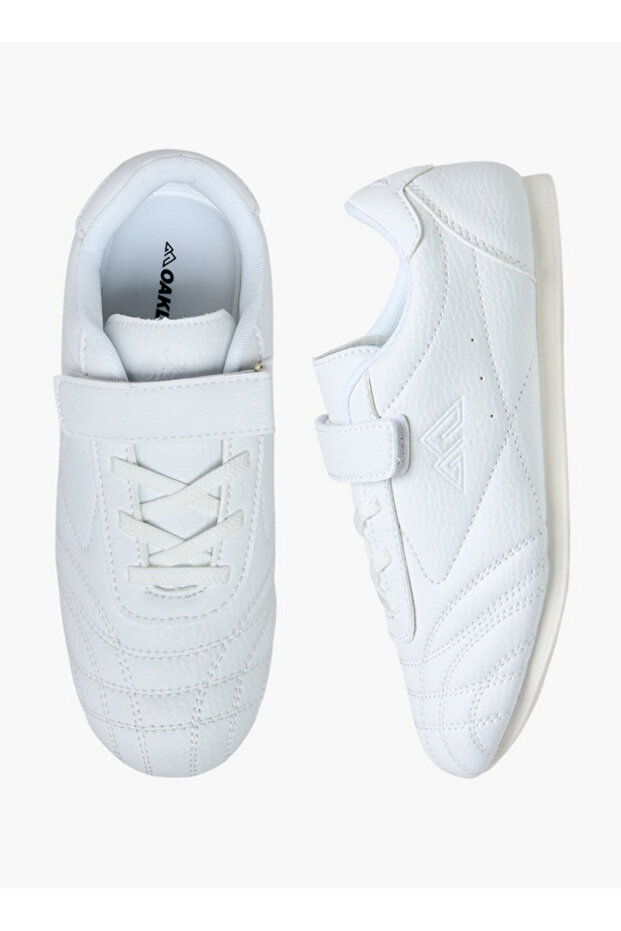 Solid Sports Shoes with Hook and Loop Closure - 1