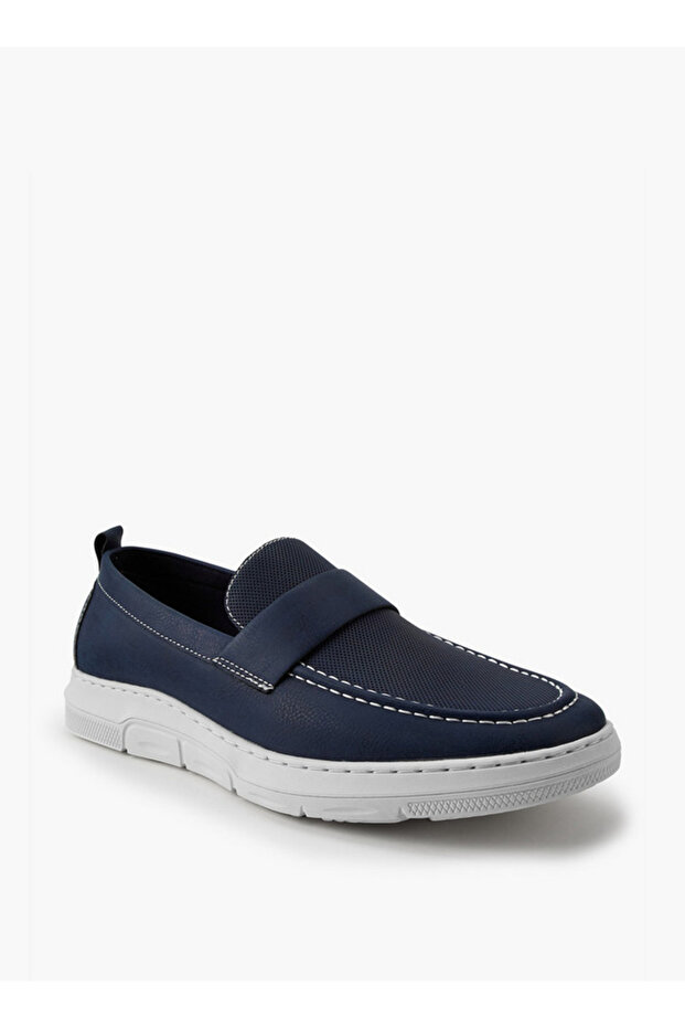 Solid Slip-On Loafers with Pull Tabs - 3