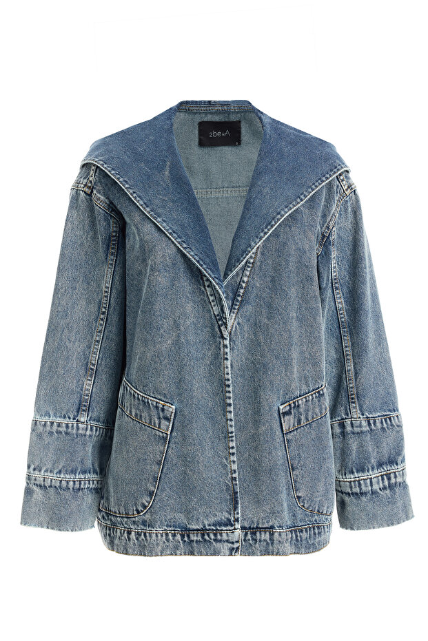 Kadın Kapüşonlu Denim Ceket - 5