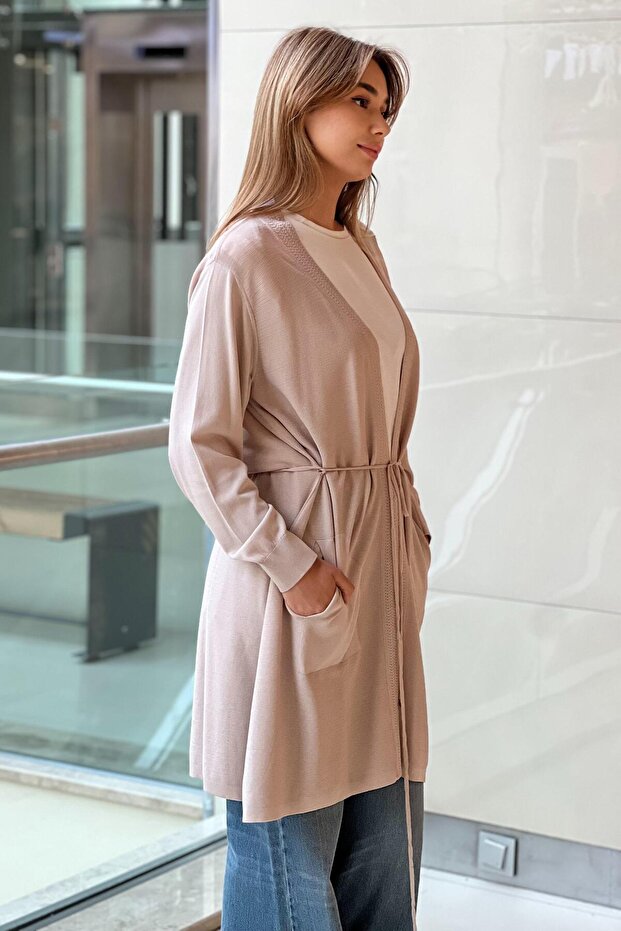 Önü Açık Merserize Hırka - 3