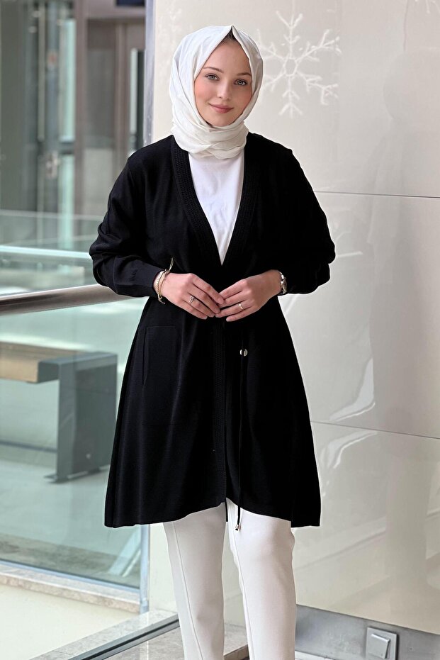 Önü Açık Merserize Hırka - 2