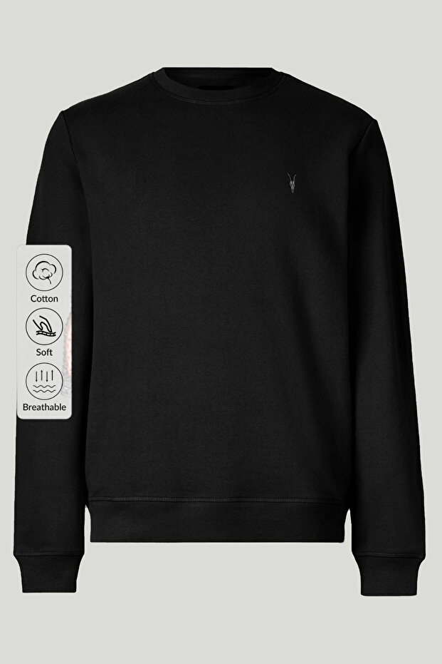 Erkek 3-lü Karamel-siyah-ekru Sweatshirt Basic Bisiklet Yaka - 7