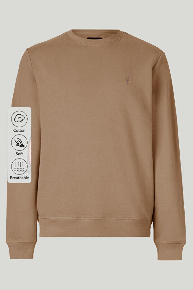 Erkek 3-lü Karamel-siyah-ekru Sweatshirt Basic Bisiklet Yaka - 6