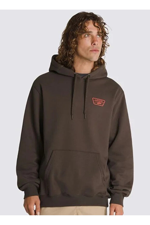 سويت شيرت رجالي بقلنسوة عادي بني داكن VN000HNZD4C1-FULL PATCH PULLOVER