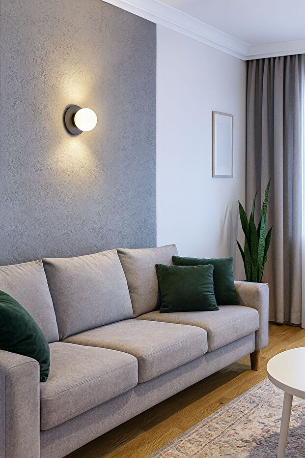 Chiaro Forte Aplik Duvar Lambası Glop Beyaz Camlı Metal Gövde Modern Aplik Duvar Apliği - 4