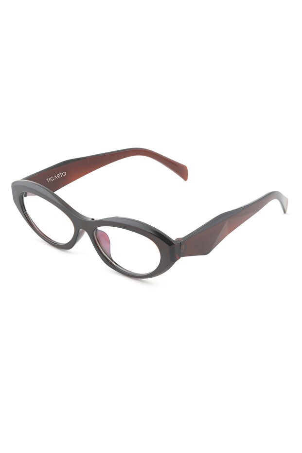 Women's Brown Framed Blue Light Protection Blue Block Transparent Glasses Tctgt000101G0207