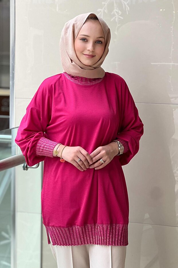 Ribanaları Simli Tunik - 1